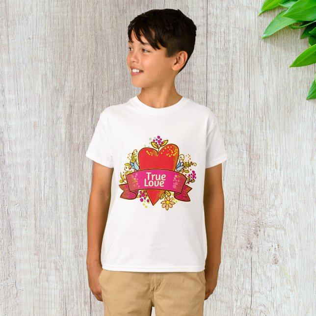 Äkta Kärlek Hjärtband med Blommiga Element T Shirt (Skapare uppladdad)
