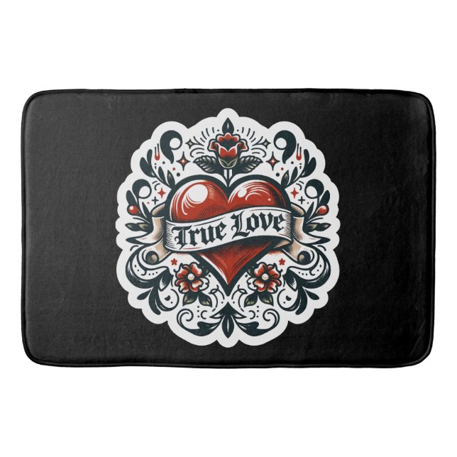 Äkta kärlek hjärttatuering Sticker Stil Artistic Badrumsmatta (Framsidan)