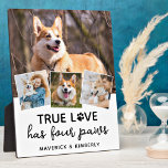 Äkta kärlek Hund älskare Personlig 4 Fotokollage<br><div class="desc">Äkta kärlek har fyra Tass! Fira din bästa vän med en unik anpassningsbar hund fotokollage plack och keepsaké. Överraska din favorit hund älskare, oavsett om det är en födelsedag, Mors dag, valentines day eller jul med det här söta fotot av kärlek hund ram. Detta Äkta kärlek med hund fotoplack för...</div>