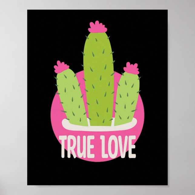 Äkta kärlek Kawaii cactus grönt och rosa Poster (Framsidan)