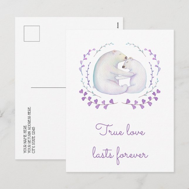Äkta kärlek last för Polarna Bear Valentines day Helg Vykort (Fram/baksida)