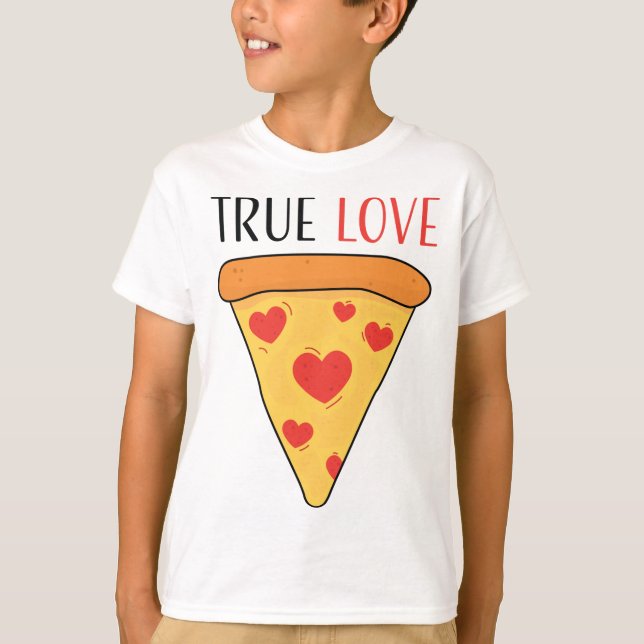 Äkta kärlek Pizza Girls Boys Kids T Shirt (Framsida)