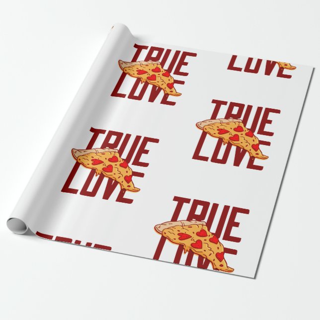 äkta kärlek pizza hjärtvalentine presentpapper (Utrullad)
