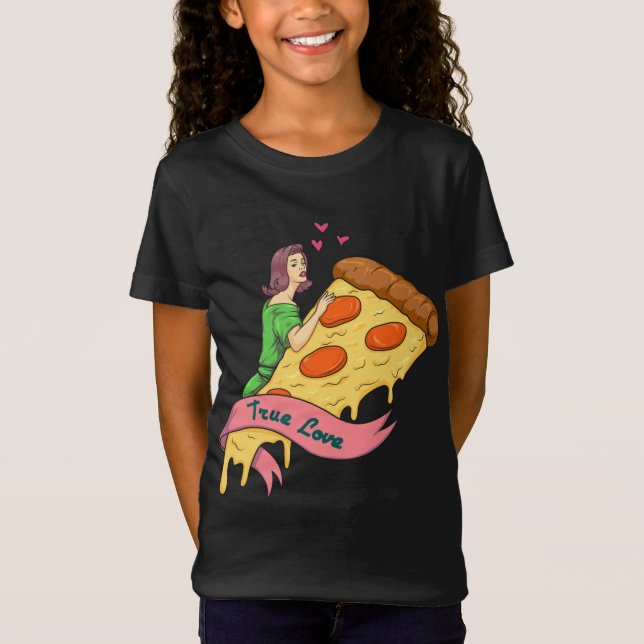 Äkta kärlek Pizza Segce Retro Romantik Novel Desig T Shirt (Framsida)