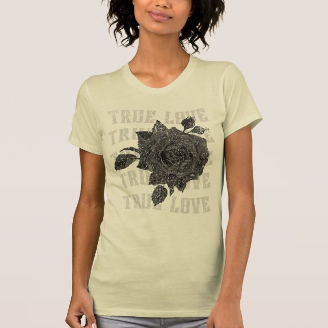 Äkta kärlek Ro-romska Alla hjärtans dag B&W T Shirt (Framsida)