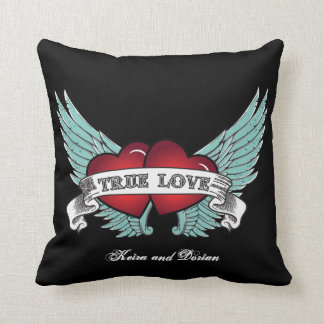 Äkta kärlek Rockabilly Winged Heart Kudde