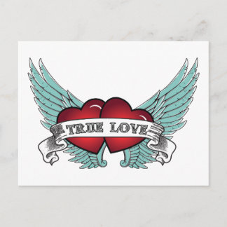 Äkta kärlek Rockabilly Winged Heart Vykort