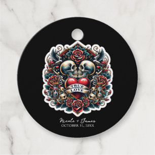 Äkta kärlek Skeleton Heart Tattoo Bröllop Gåvor Etiketter