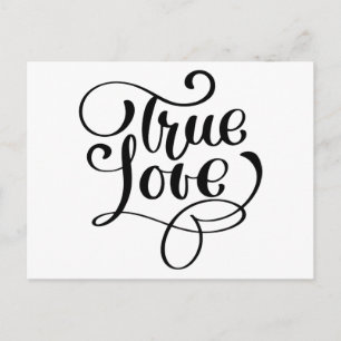 Äkta kärlek Svart & Vit typografi Bröllop Bröllops Vykort