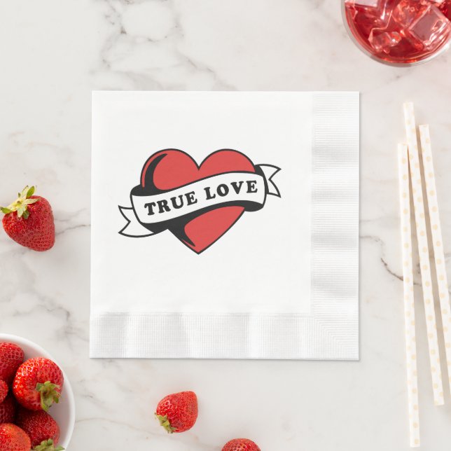 Äkta kärlek Tattoo Heart | Klassisk Romantik-desig Pappersservett (Insitu)