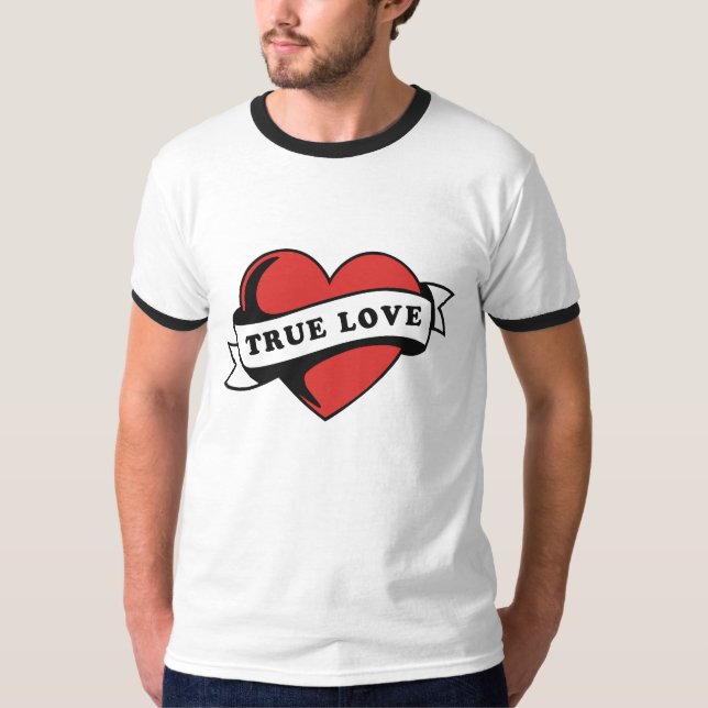 Äkta kärlek Tattoo Heart | Klassisk Romantik-desig T Shirt (Framsida)