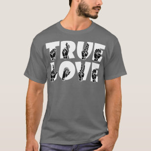 ÄKTA KÄRLEK text och ASL-teckenspråksdesign 2 T Shirt