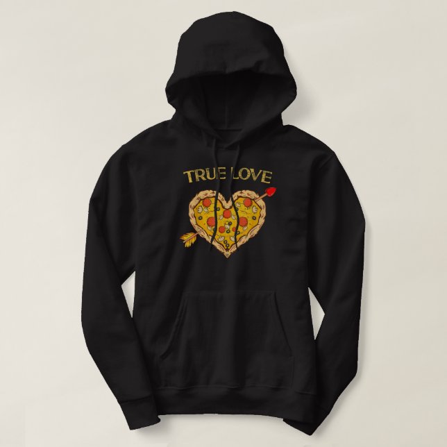 Äkta kärlek Valentine Pizza Heart Valentine Day Bo Hoodie (Design framsida)