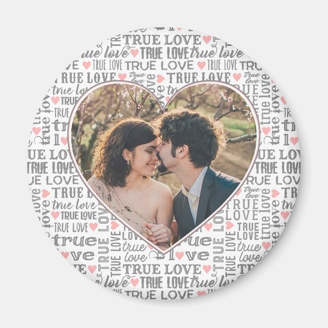 Äkta kärlek Valentineser för hjärtformade foto ell Magnet (Framsidan)