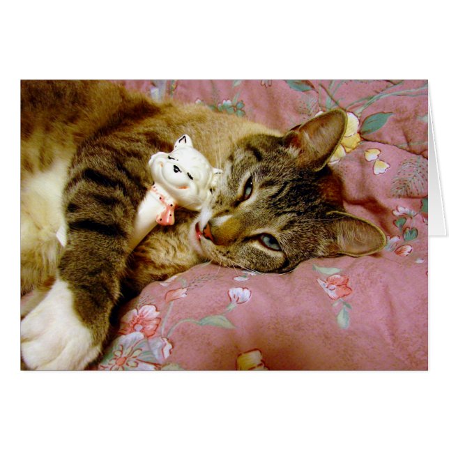 Äkta katt, Fake Cat Hälsningskort (Framsidan Horizontal)