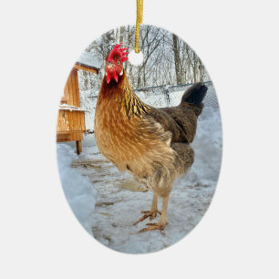 Äkta kycklingar julgransprydnad keramik