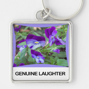 Äkta Laughter Keychain Fyrkantig Silverfärgad Nyckelring