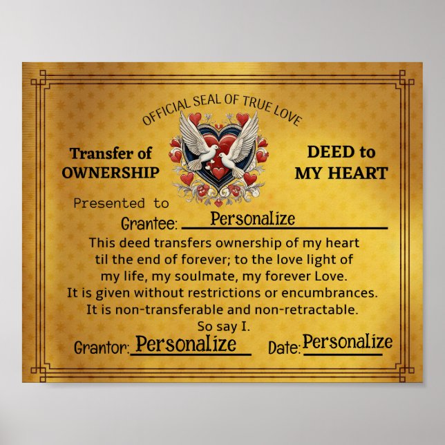 Äkta mitt hjärta Skriv ut, PERSONLISERA DETTA DÖD Poster (Framsidan)