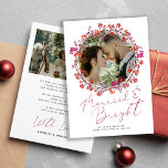 Äkta och ljusa nyfödda fotojul tack kort<br><div class="desc">Minimalistisk röd elegant Married och ljusa handskrivna skript bröllop jul helgdag tack vare att du har ett kort med chic heliga berry wandningsbild med anpassningsbar 2-bilder,  ett förtryckt meddelande och bröllop på båda sidor.</div>