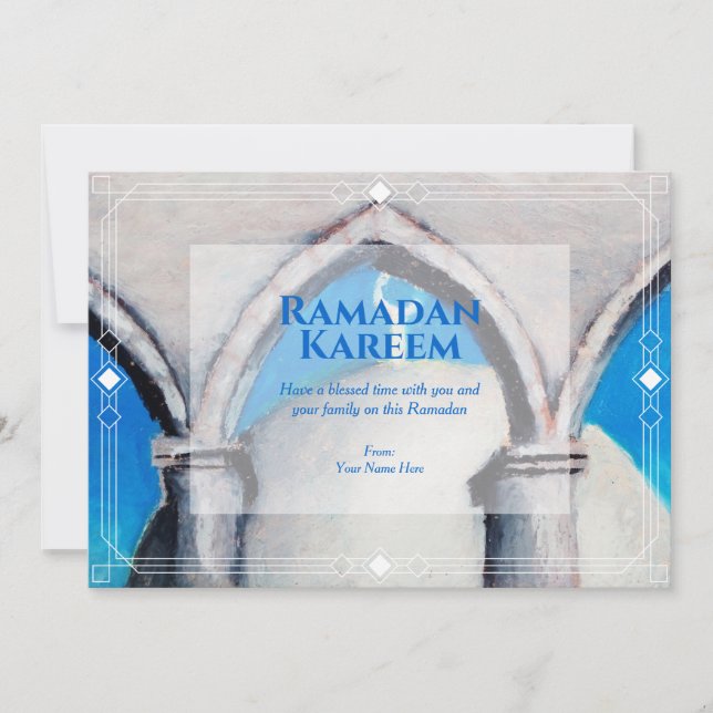 Äkta Oljepastellteckning Ramadan Välkomstkort Inbjudningar (Framsida)