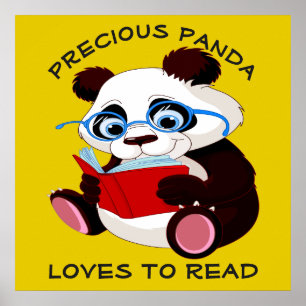 Äkta Panda Kärlek att läsa Poster
