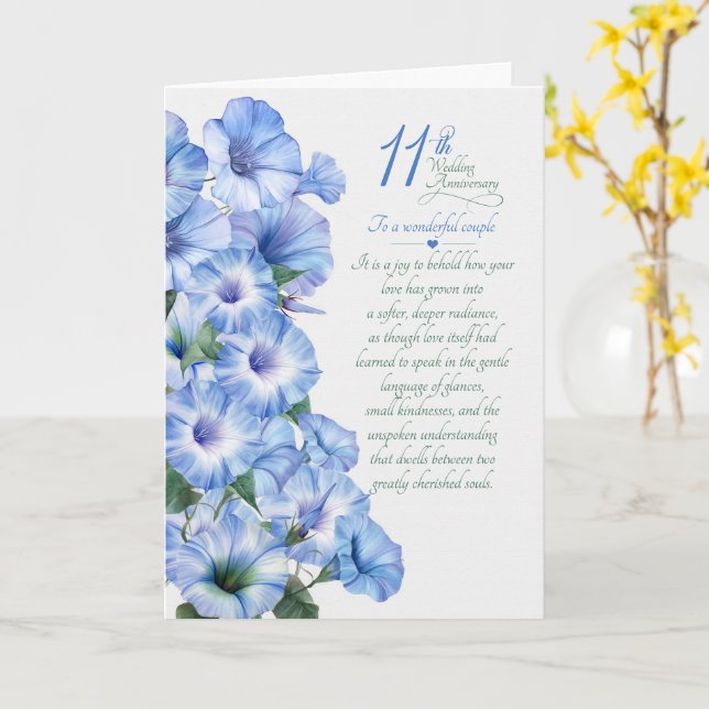 Äkta parets 11-årsjubileum Sentimentala Morgonprak Kort (Gul blomma)