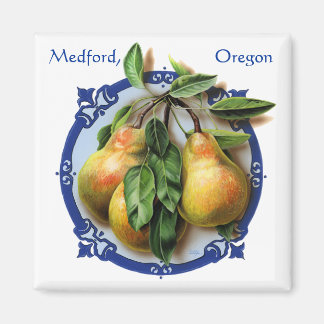 Äkta päron. Rogue Valley Medford souvenir. Magnet
