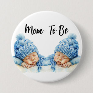 Äkta Pojke i Blå hattar Mamma till be men Knapp