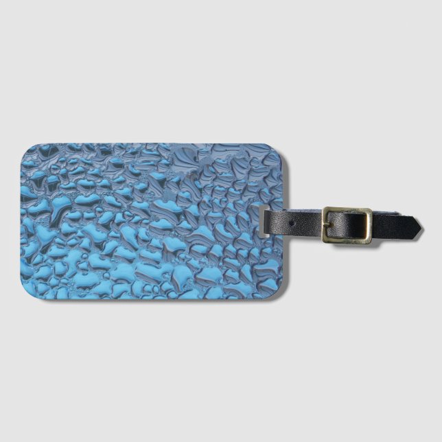 Äkta regndroppar på blått glas bagagebricka (Framsida horisontal)