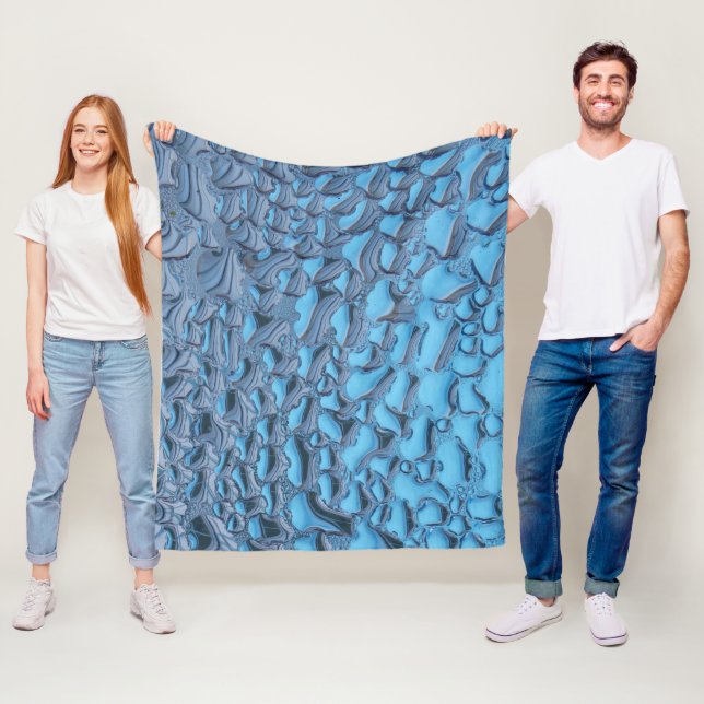 Äkta regndroppar på blått glas fleecefilt (På plats)