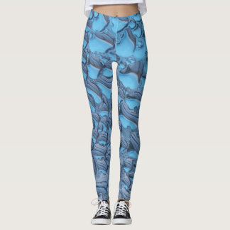 Äkta regndroppar på blått glas leggings