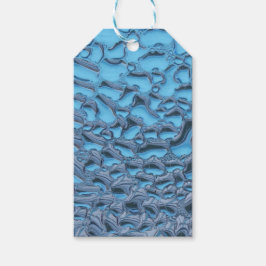 Äkta regndroppar på blått glas presentetikett