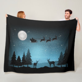 Akta renar på natten fleecefilt