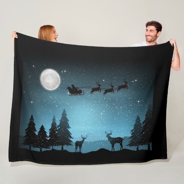 Akta renar på natten fleecefilt (På plats)