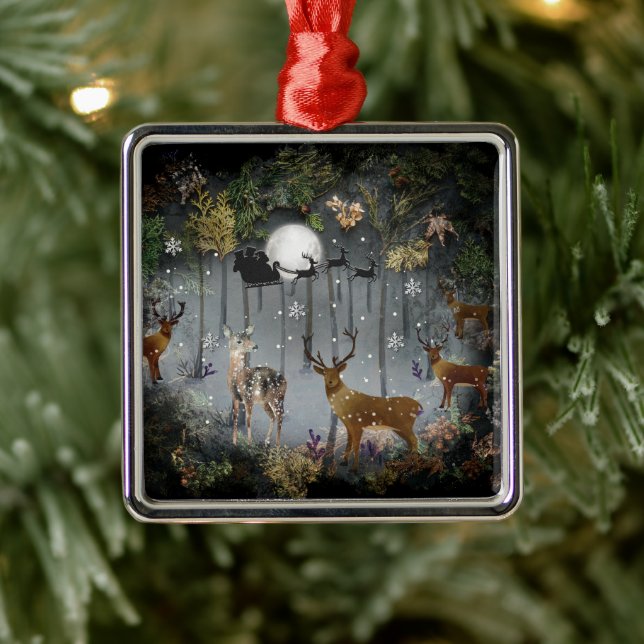 Akta renar på natten julgransprydnad metall (Träd)