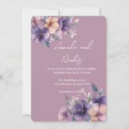 Äkta rosa blommor på bröllopsinbjudan inbjudningar