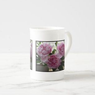 Äkta Rosa Peonies Benporslin Mugg