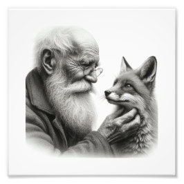 Äkta sällskap: Gamla mannen och Fox Wall Art Fototryck