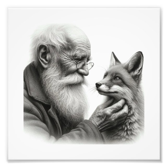 Äkta sällskap: Gamla mannen och Fox Wall Art Fototryck (Framsidan)