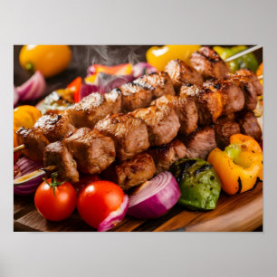 Äkta Shish Kebab med Grilled Kött Poster