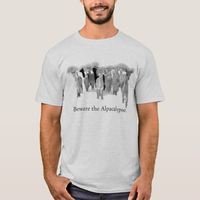 Akta sig Alpacalypsen - rolig humorlek på ord T-shirt (Framsida)