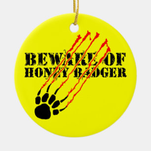 Akta sig av honey badger julgransprydnad keramik
