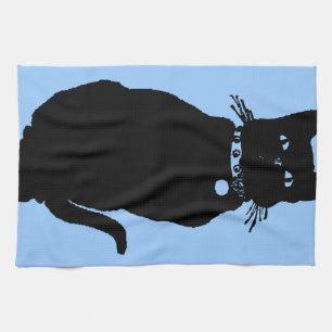 Akta sig den svart katten kökshandduk