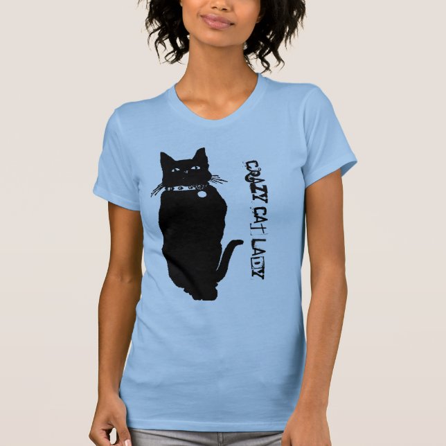 Akta sig den svart katten t shirt (Framsida)