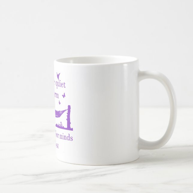 Akta sig den tyst bokmalen (lilor) kaffemugg (Höger)