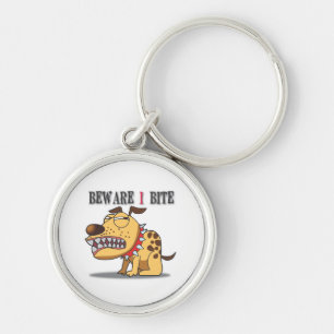 Akta sig mig biter Keychain Rund Silverfärgad Nyckelring