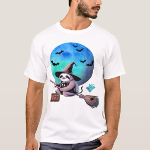 Akta Söt Häxa Sengångare Flugit på Kvast Halloween T Shirt