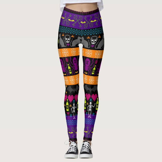 Äkta sötare jul - Halloween Rand-utskrift Leggings (Framsida)