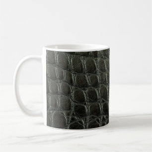 Äkta svart alligator, läder struktur, tät till kaffemugg