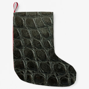 Äkta svart alligator, läder struktur, tät till liten julstrumpa